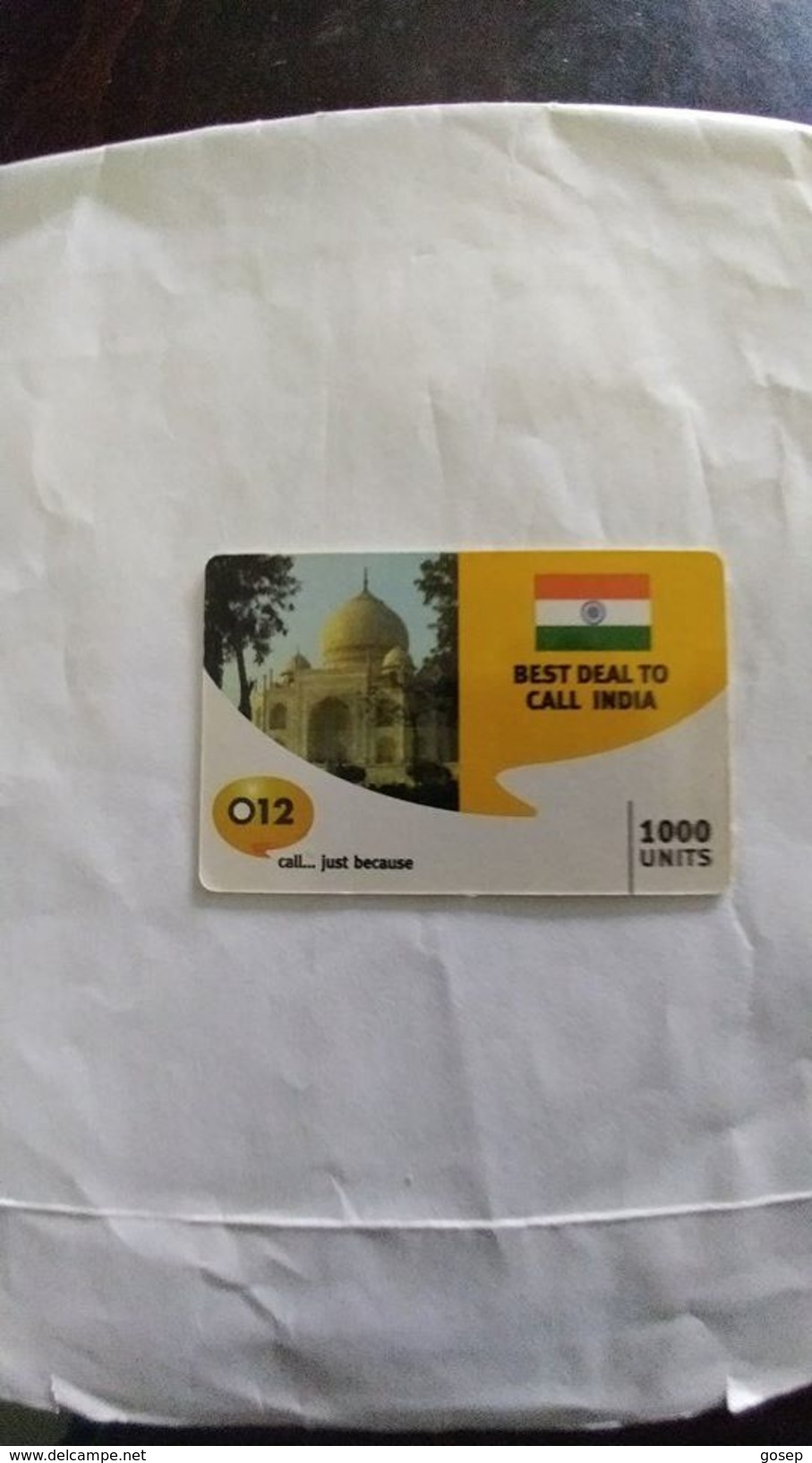 Israel-best Deal To Call India-(7)-tajmal-(1000units)-(012call Just Because)-(1.5.2008)-used Card - India