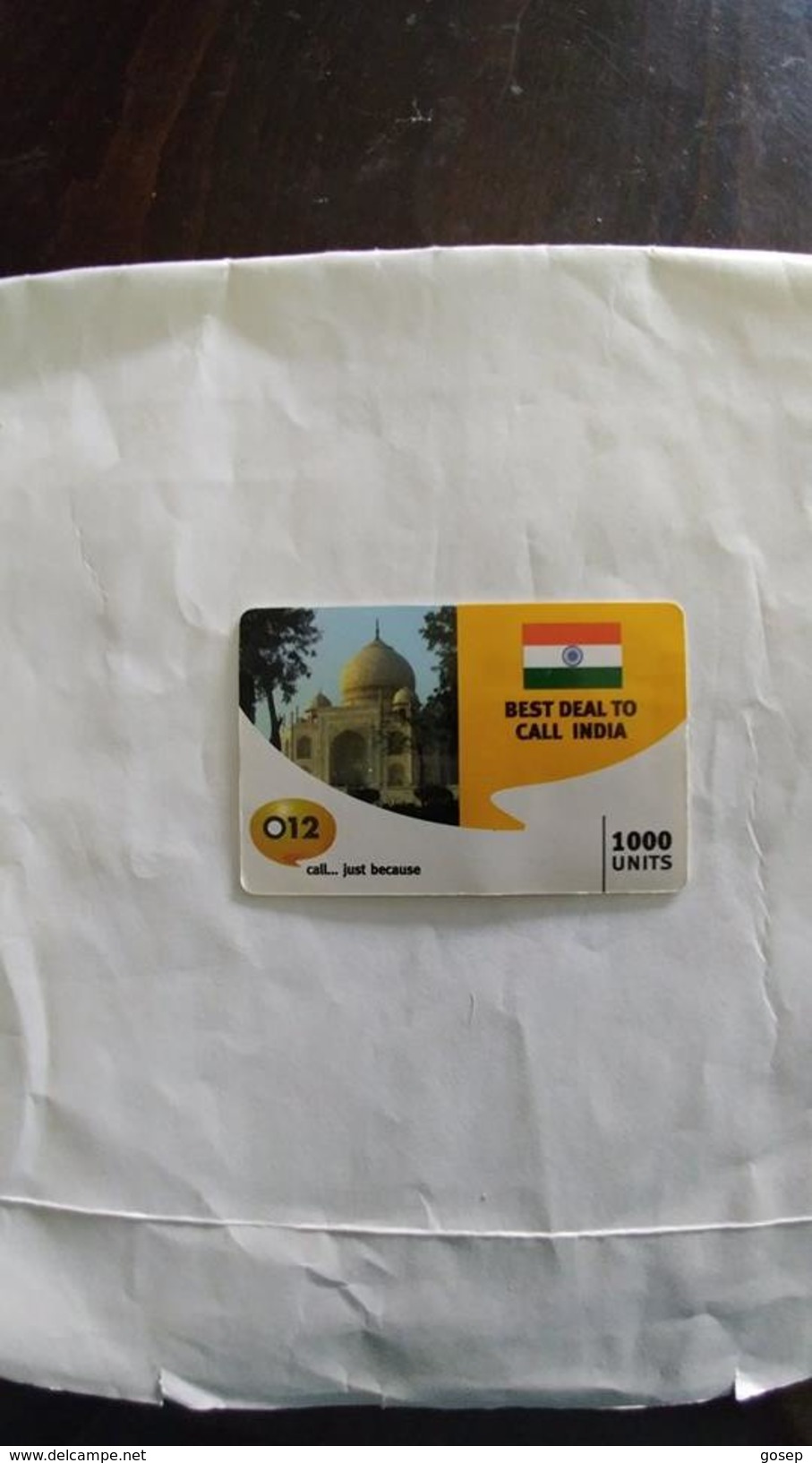 Israel-best Deal To Call India-(12)-tajmal-(1000units)-(012call Just Because)-(11.5.2009)-used Card - Indien