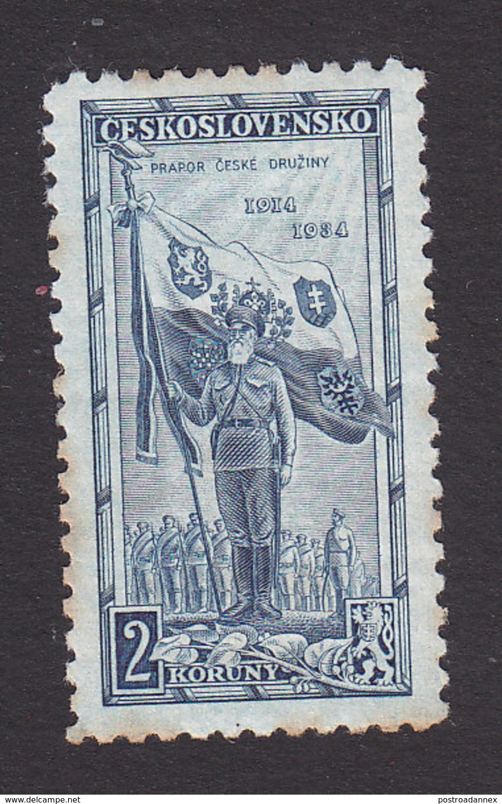 Czechoslovakia, Scott #197, Mint Hinged, Ensign Heyduk With Colors, Issued 1934 - Unused Stamps