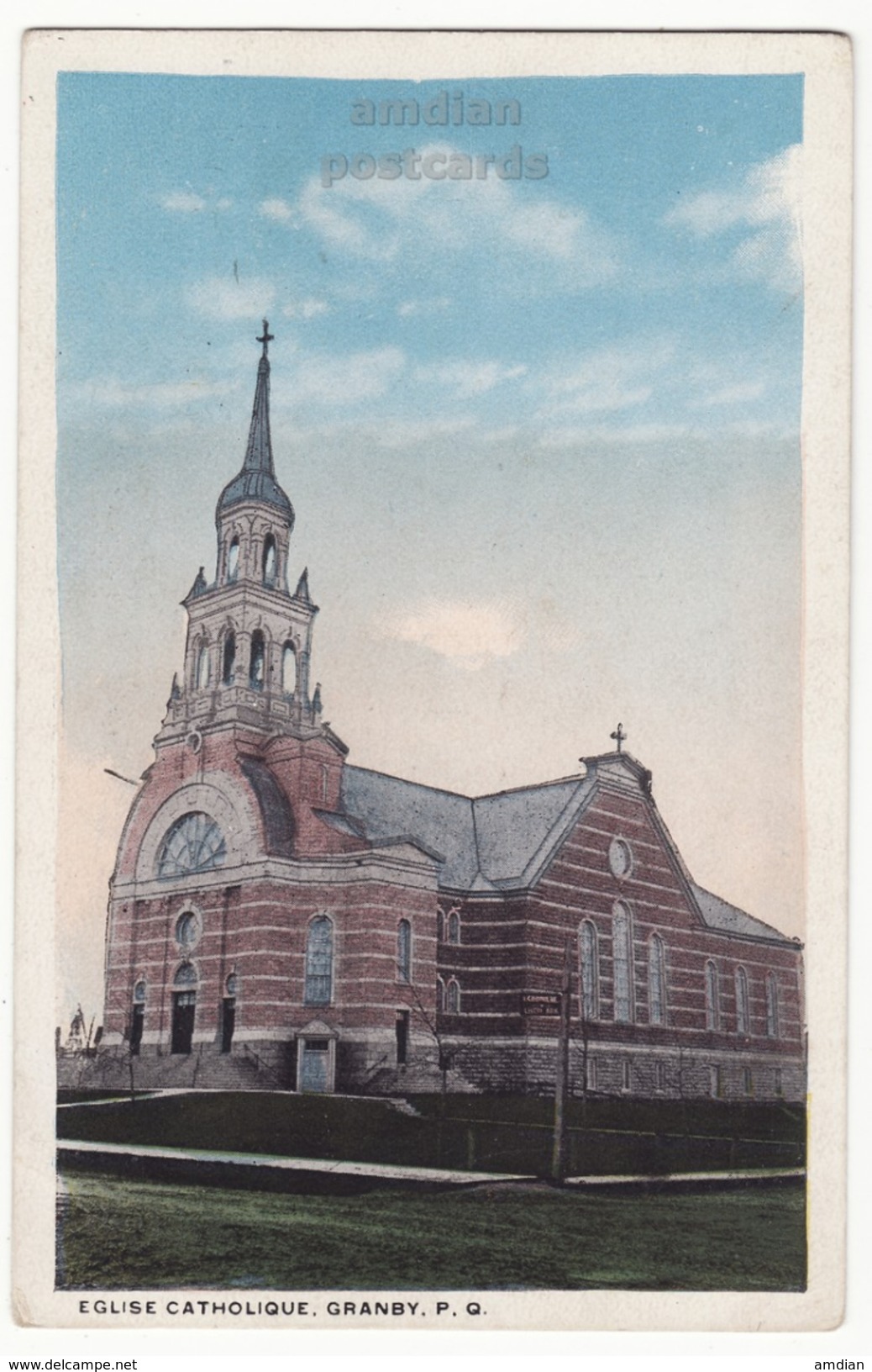 GRANBY PQ QUEBEC, EGLISE CATHOLIQUE CATHOLIC CHURCH C1910-20s Vintage Canada Postcard [6986] - Granby