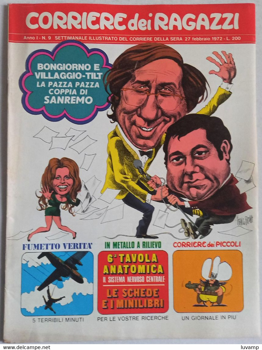 CORRIERE DEI RAGAZZI N. 9  ANNO 1 DEL  27 FEBBRAIO 1972 + CORRIERE DEI PICCOLI ( CART 64) - Corriere Dei Piccoli