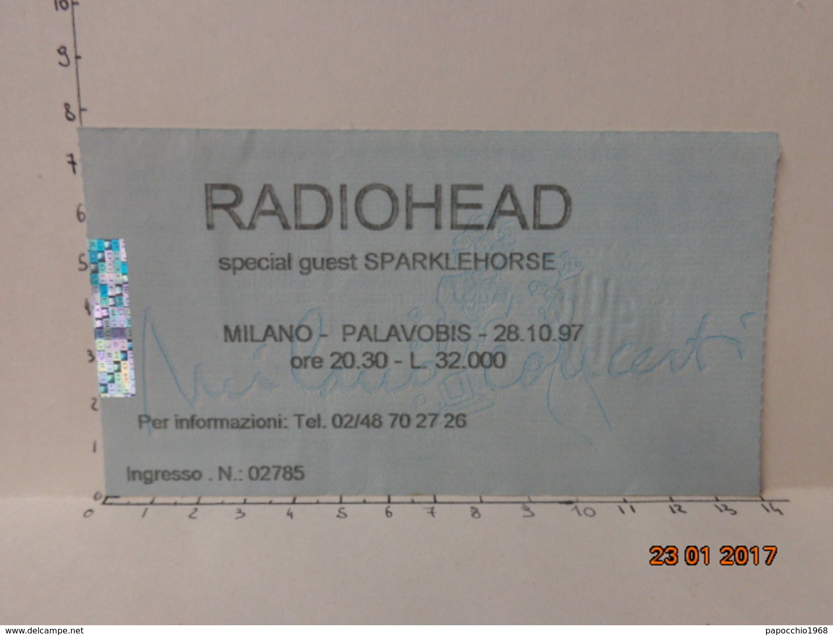 RADIOHEAD BIGLIETTO VINTAGE CONCERTO 1997 PALAVOBIS MILANO - Tickets D'entrée