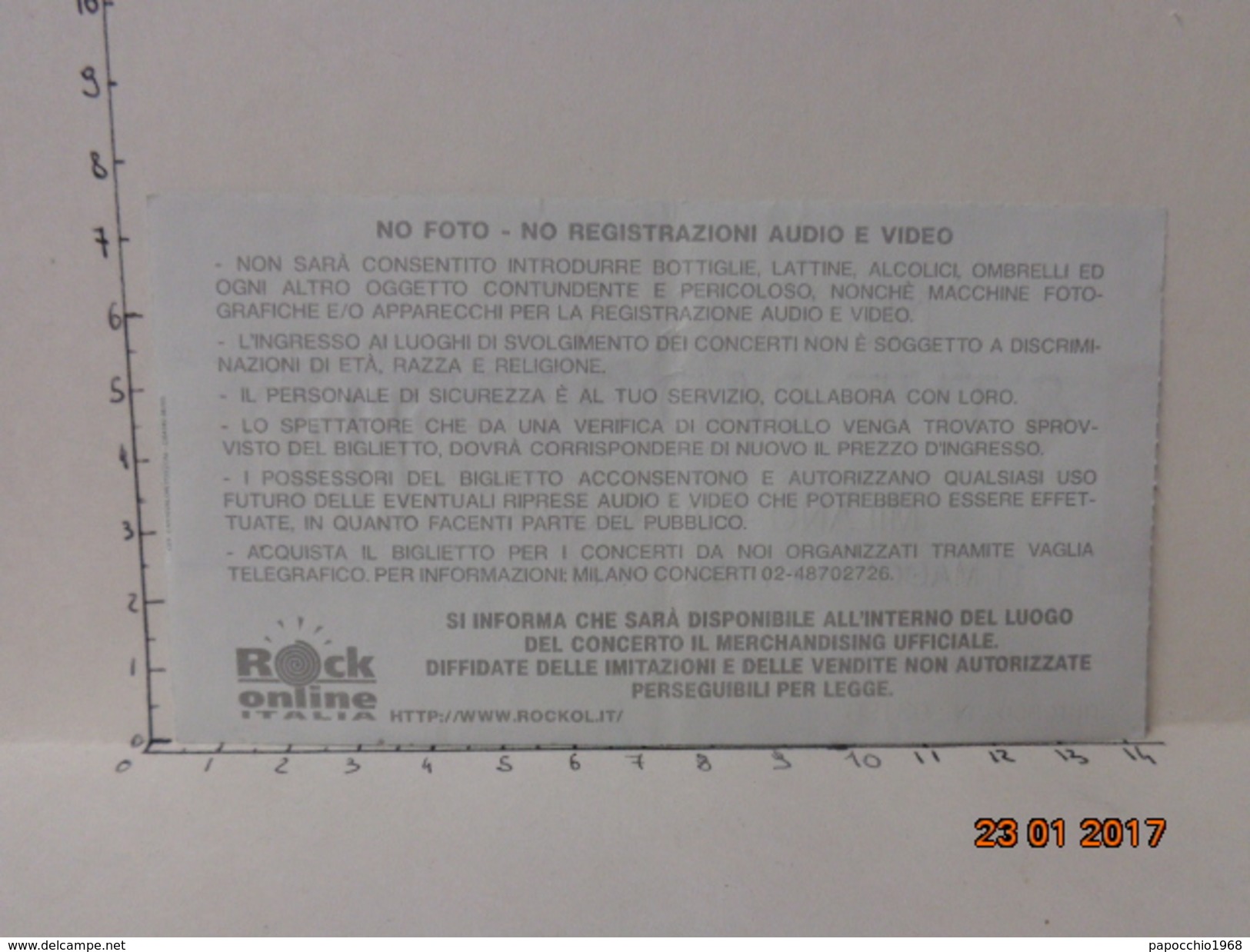 NICK CAVE & THE BAD SEEDS BIGLIETTO VINTAGE CONCERTO 1997 PALAVOBIS MILANO - Biglietti D'ingresso