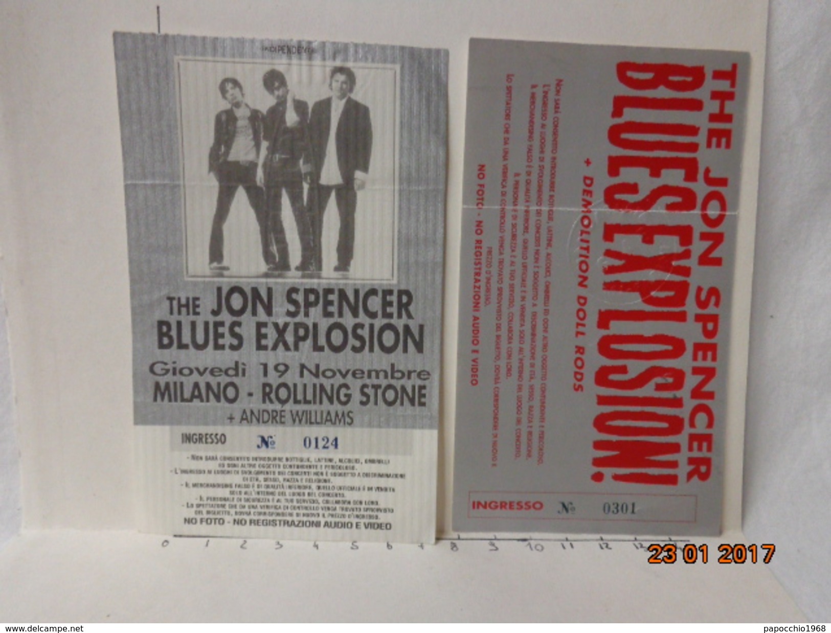 THE JON SPENCER BLUES EXPLOSION LOTTO 2 BIGLIETTI VINTAGE CONCERTO MILANO - Biglietti D'ingresso