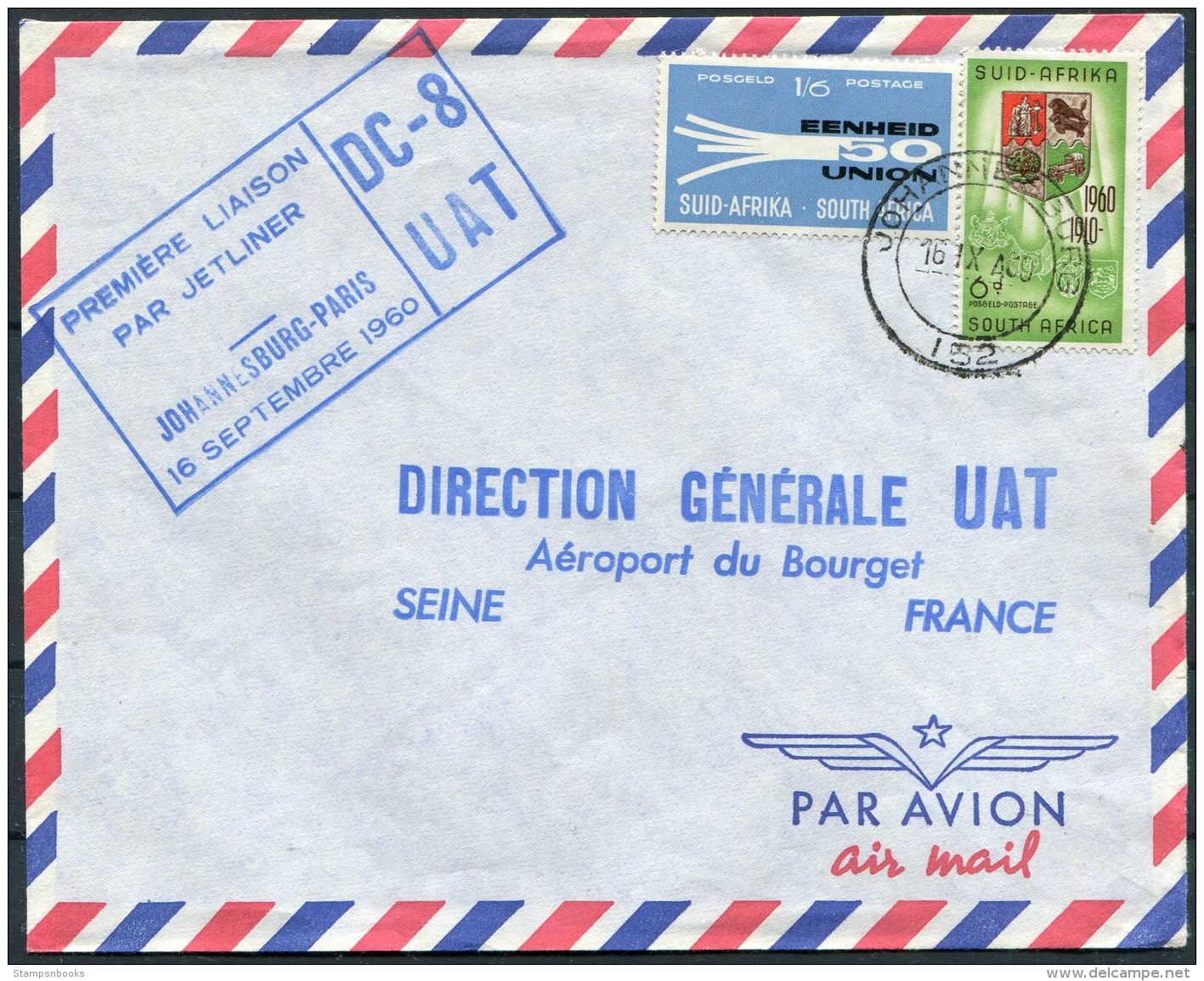 1960 South Africa / France. 2 First Flight Covers Johannesburg / Paris - Luchtpost