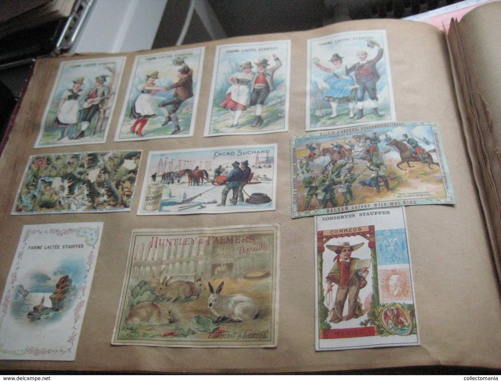 eAlbum around 1890, 100rds litho advertising cards, some compl. sets, hundreds of trade cards : Hunley & Palmer, Suchard