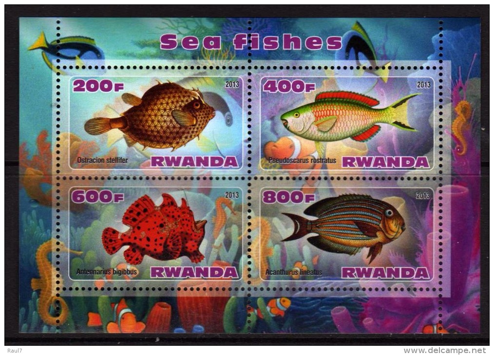 Rwanda 2013 - Poissons éxotiques - BF 4 Val Neufs // Mnh - Unused Stamps