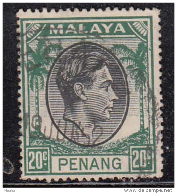 20c Black &amp; Green, Used Penang 1952, 1949 - 1952 Series, Malaya - Penang