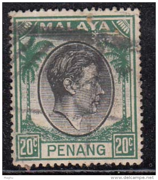 20c Black &amp; Green, Used Penang 1952, 1949 - 1952 Series, Malaya - Penang