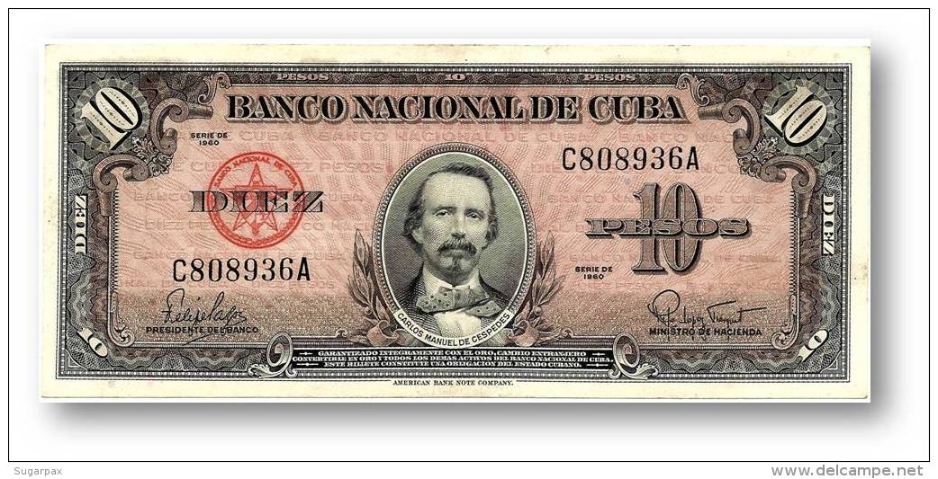 CUBA - 10 Pesos - 1960 - P 78.b - Serie C - Carlos Manuel De Cespedes - Banco Nacional De Cuba - Kuba