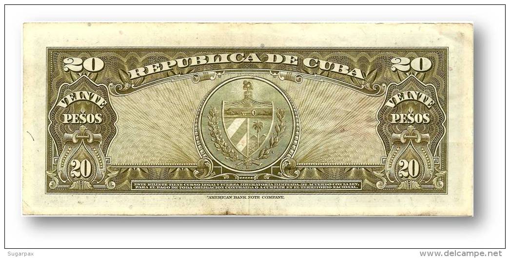 CUBA - 20 Pesos - 1949 - P 80.a - Serie D - Antonio Maceo - Banco Nacional De Cuba - Cuba