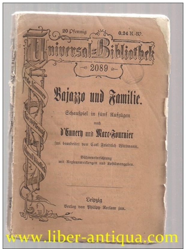 Bajazzo Und Familie: Schauspiel In Fünf Aufzügen, Frei Bearbeitet Von Carl Friedrich Wittmann; Universalbibliothek Nr. 2 - Old Books