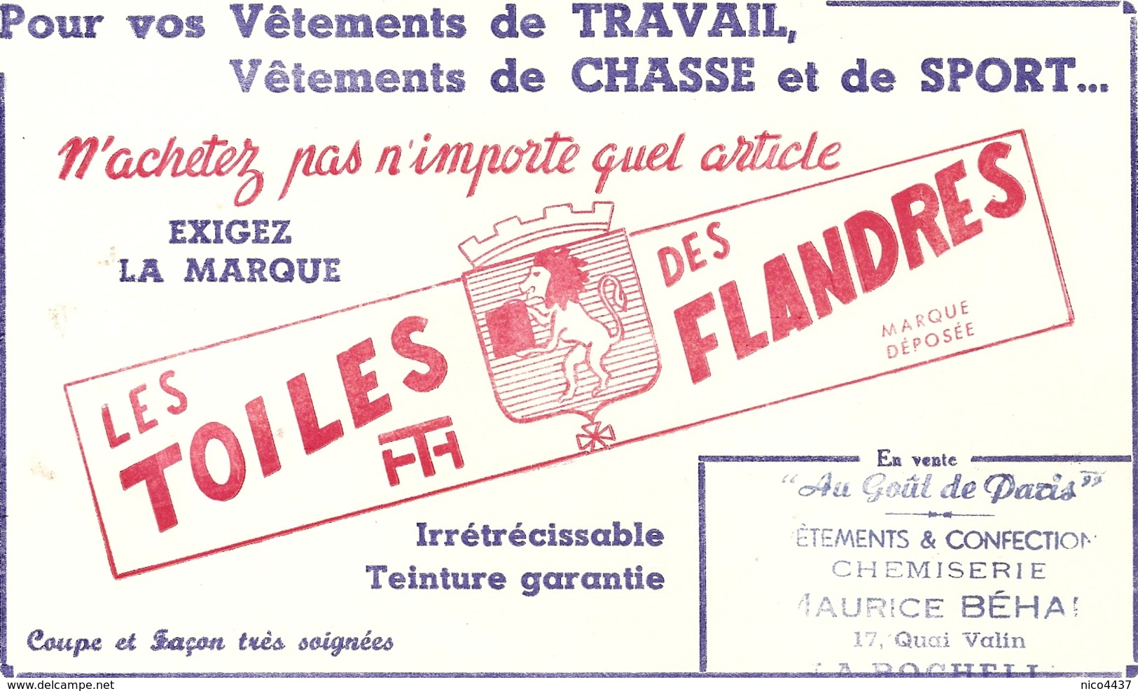 Buvard Les Toiles Des Flandres - Tabac & Cigarettes