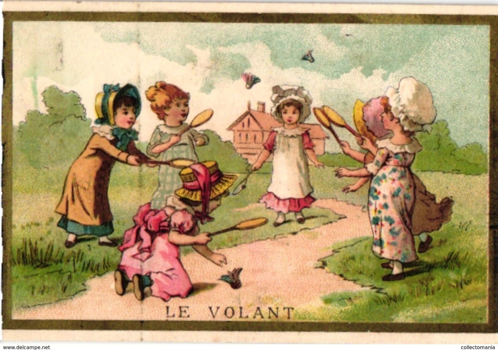 6 Cards C1900 Pub Chaussures Chromo Litho Children's Games  Croquet Billes Beads Volant Bowling M PrinterTestu Massin - Other & Unclassified