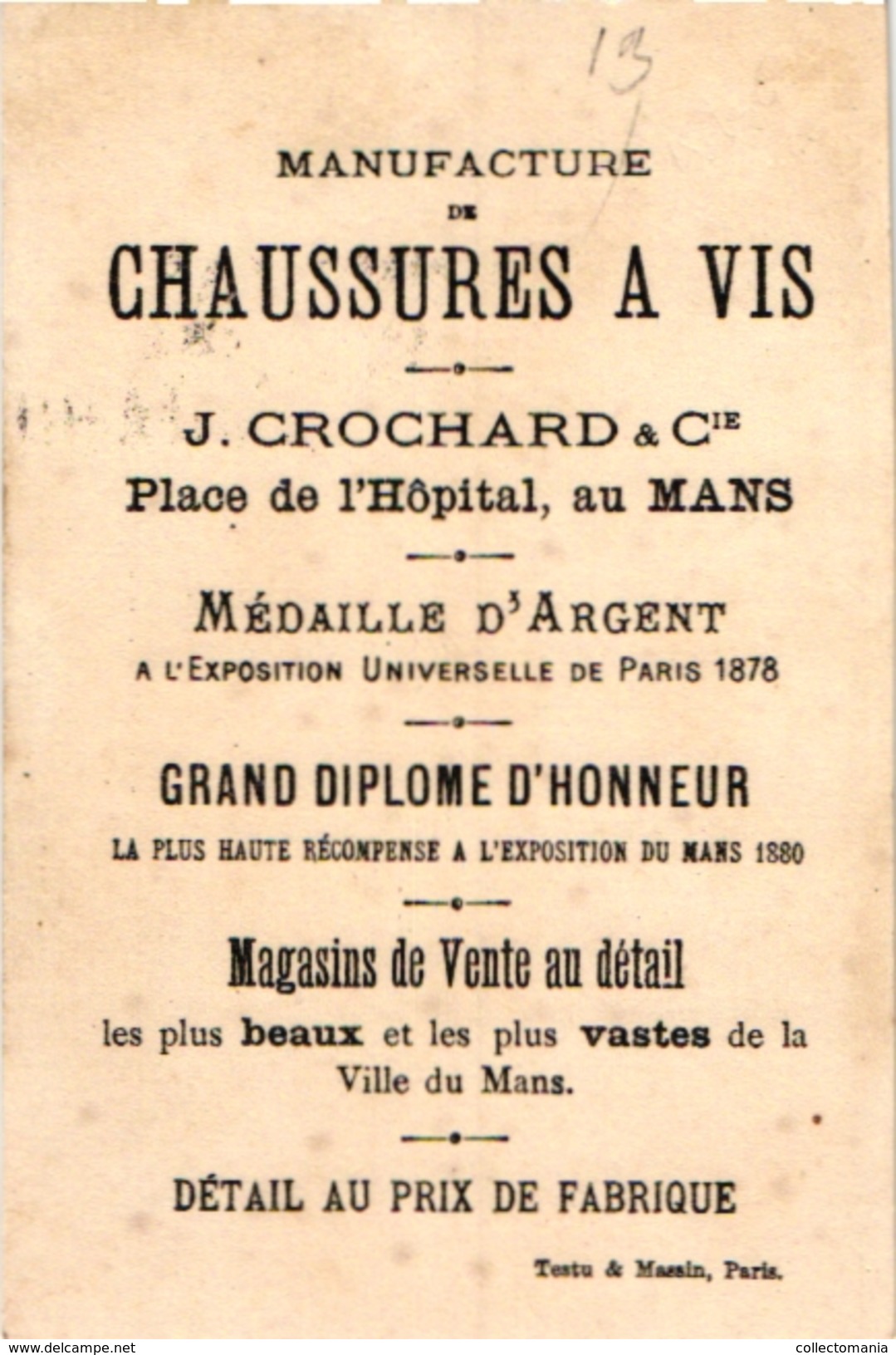 6 Cards C1900 Pub Chaussures chromo Litho Children's Games  Croquet Billes Beads Volant Bowling M PrinterTestu Massin