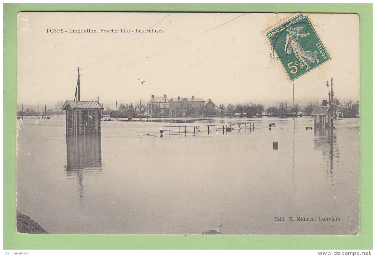 POSES : Inondation Février 1910, Les Ecluses. Peu Courant. 2  Scans. Edition Maurer - Otros & Sin Clasificación