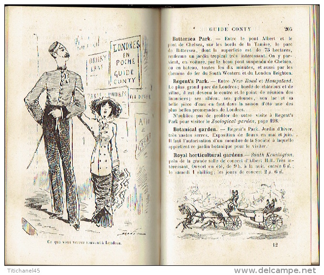 GUIDE CONTY  de 1888 - LONDRES en poche  et ses environs - 410 pages + 72 pages de publicité - Illustration par UZES