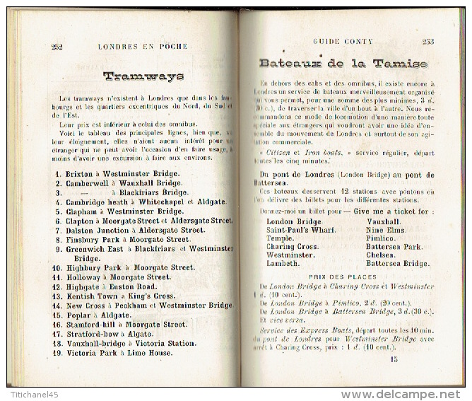 GUIDE CONTY  de 1888 - LONDRES en poche  et ses environs - 410 pages + 72 pages de publicité - Illustration par UZES