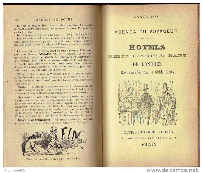GUIDE CONTY  de 1888 - LONDRES en poche  et ses environs - 410 pages + 72 pages de publicité - Illustration par UZES