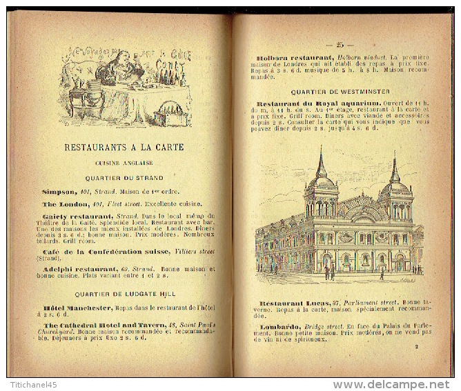 GUIDE CONTY  de 1888 - LONDRES en poche  et ses environs - 410 pages + 72 pages de publicité - Illustration par UZES