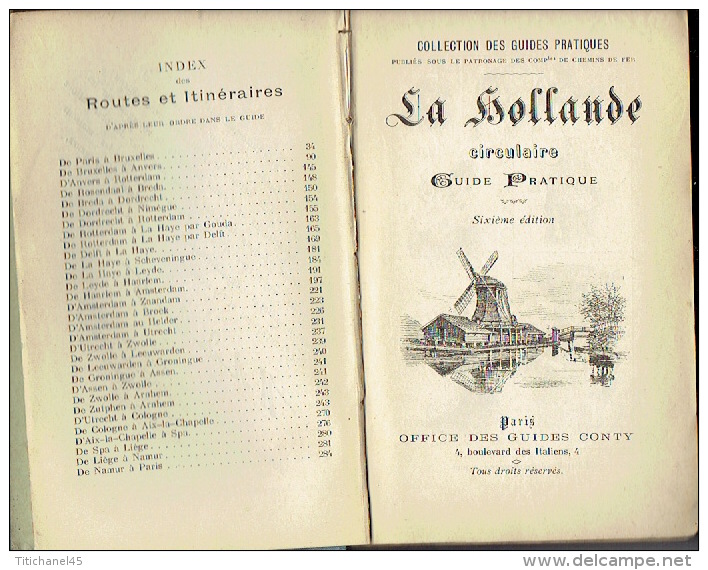 GUIDE CONTY De 1891 -LA HOLLANDE-Guide Pratique De 284 Pg + 72 Pg De Publicité + 3 Plans (Rotterdam, La Haye &amp; Amste - 1801-1900