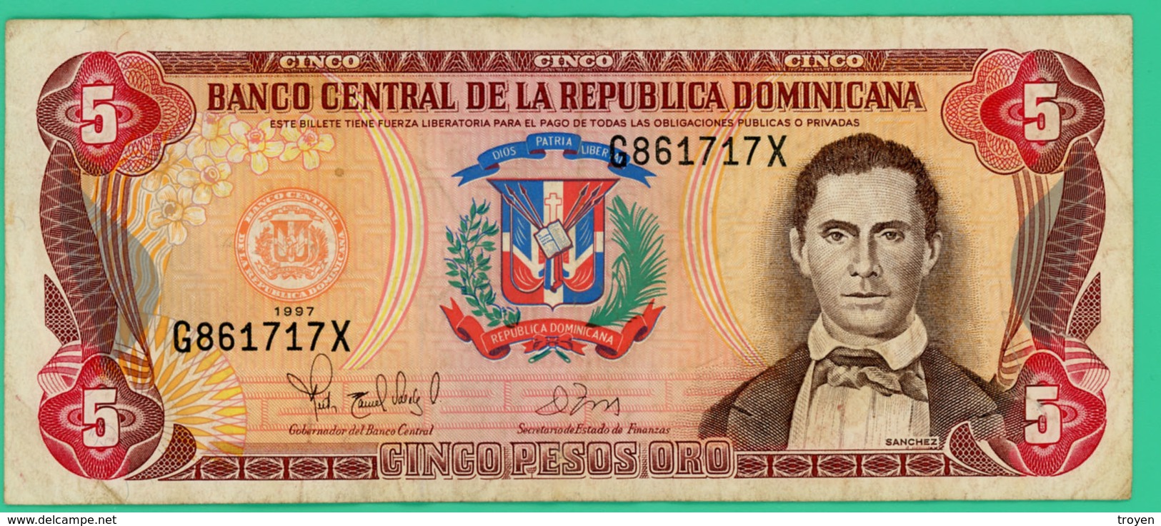 5 Pesos - Republique Dominicaine - N° 6861717X - 1997 - TB+ - - Dominicana