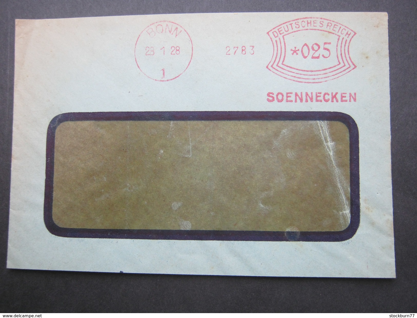 Firmen Freistempel , Meterstempel Auf Beleg Aus Bonn , 1928 , Etwas Verkürzt - Briefe U. Dokumente