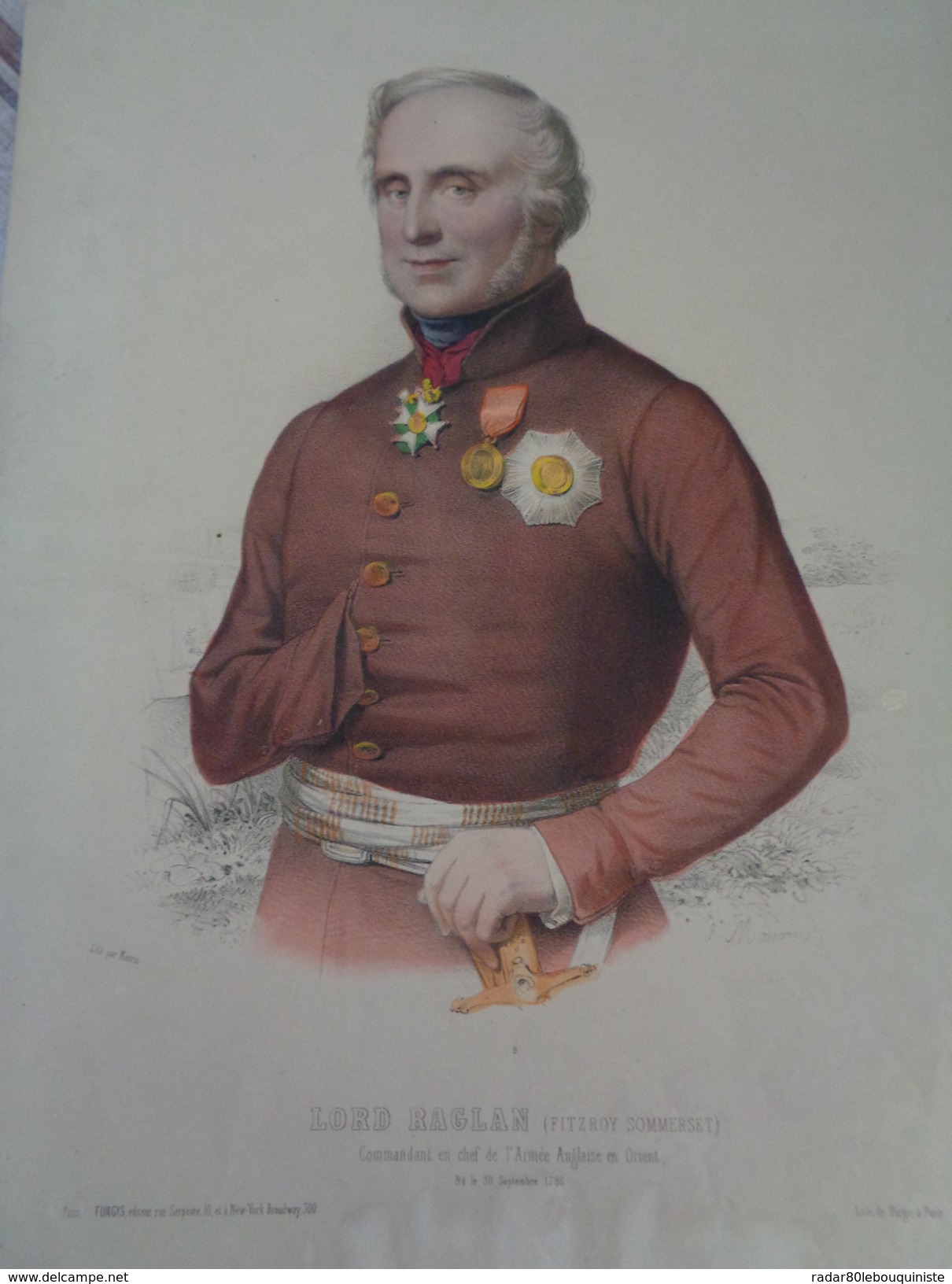 Lord RAGLAN (fitzroy Sommerset) Commandant En Chef De L'armée Anglaise En Orient.planche  39,5 X 29,8 Cm.19e Siècle. - Estampes & Gravures