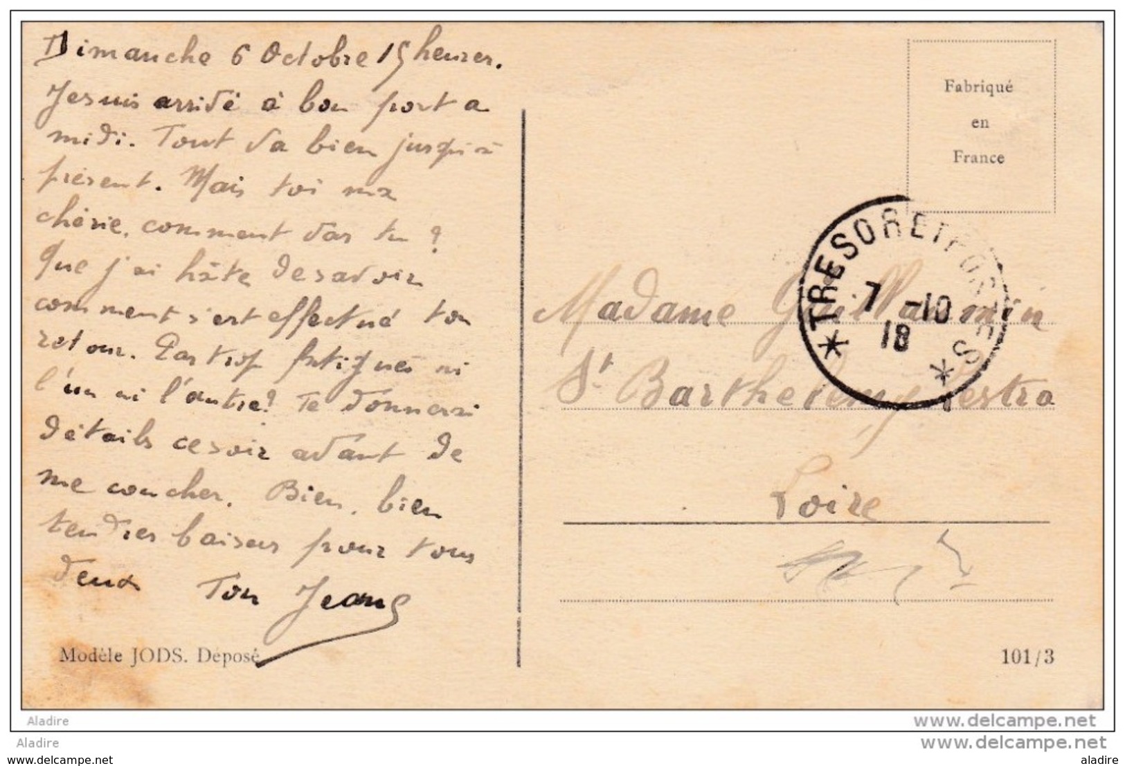1918 - Trésor Et Postes - CP De Djibouti ? Vers Saint Barthélémy, Loire - Vue Boutre, Dhow Bateau Traditionnel Somali ? - Lettres & Documents