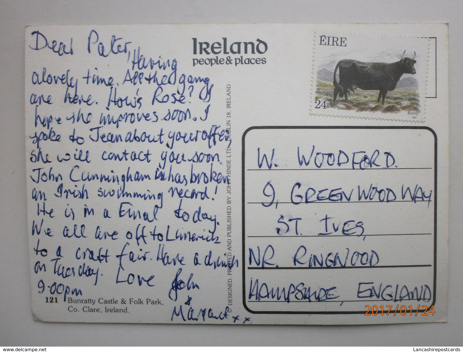 Postcard Bunratty Castle & Folk Park Co Clare Ireland My Ref B22 - Clare