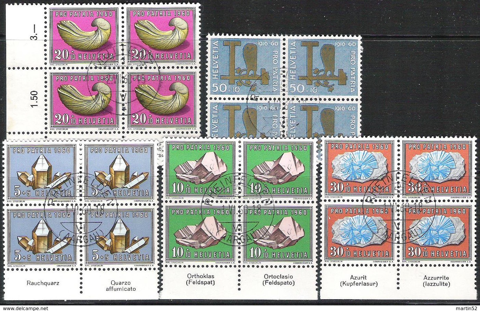 Schweiz Suisse Pro Patria 1960: Mineralien & Fossilien Zu 96-100 Mi 714-718 Yv 661-665 MIT TAB & ET-o (Zu  CHF 127.00) - Minéraux