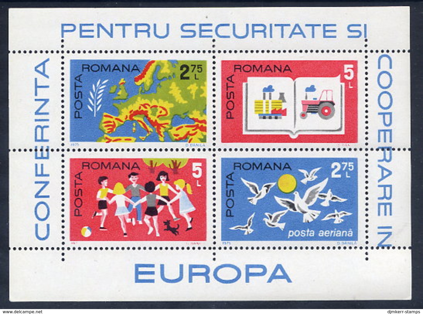 ROMANIA 1975 European Security Conference  Block MNH / **.  Michel Block 124 - Blocks & Sheetlets