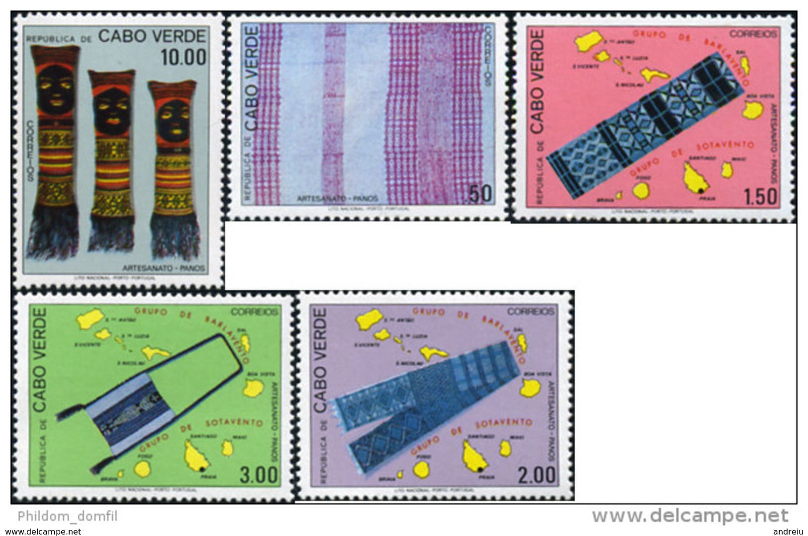 1980 Cabo Verde Cape Verde - Handicrafts 5v., Artisanat, Maps, Yv. 407/11 MNH - Costumes