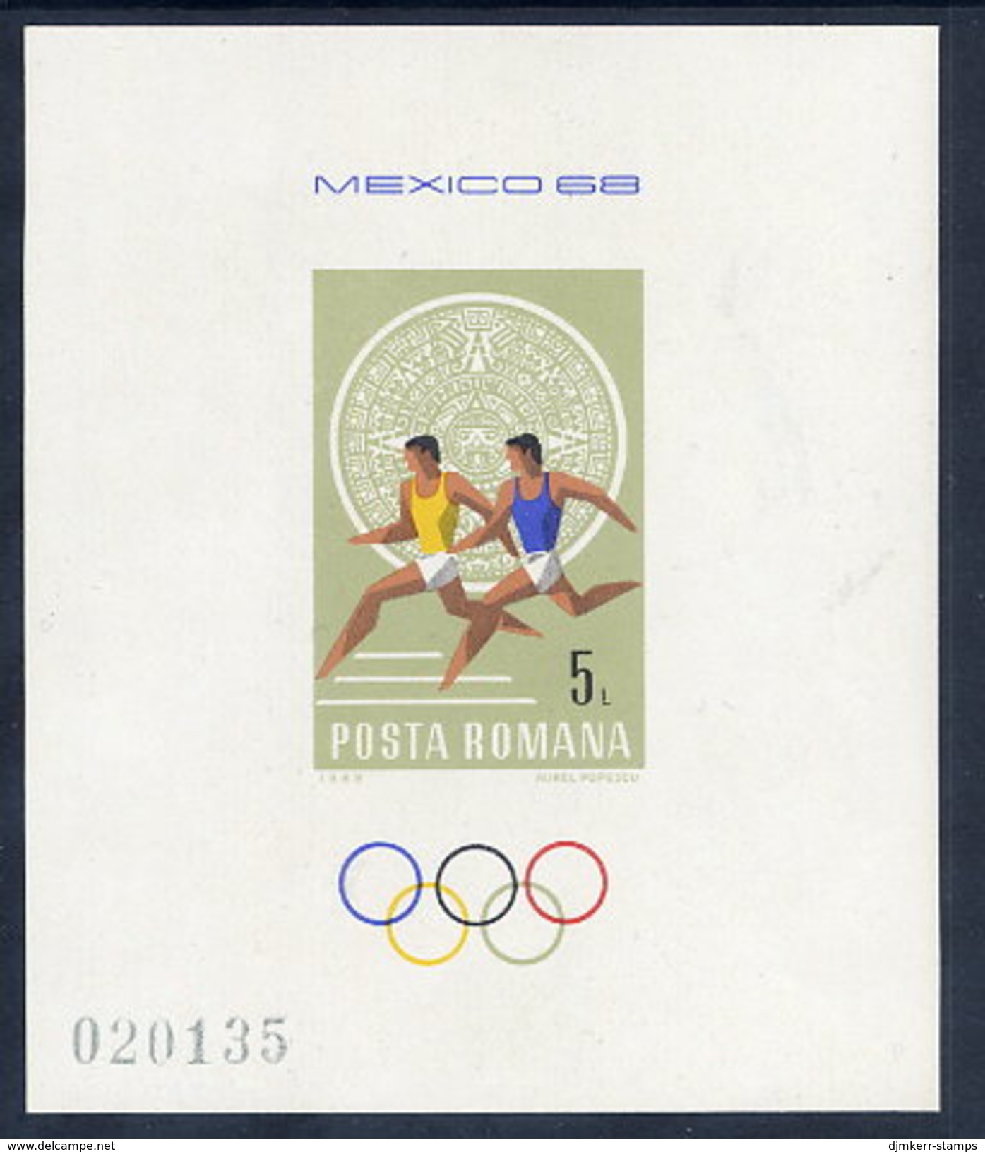 ROMANIA 1968 Olympic Games  Block MNH / **.  Michel Block 67 - Blocks & Sheetlets