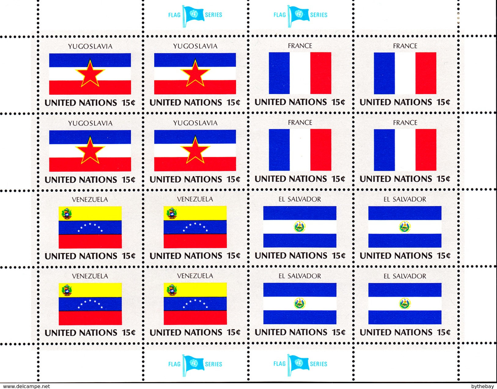 United Nations NY MNH 1980 Scott #333-#336 Flags: Yugoslavia, France, Venezuela, El Salvador - Neufs