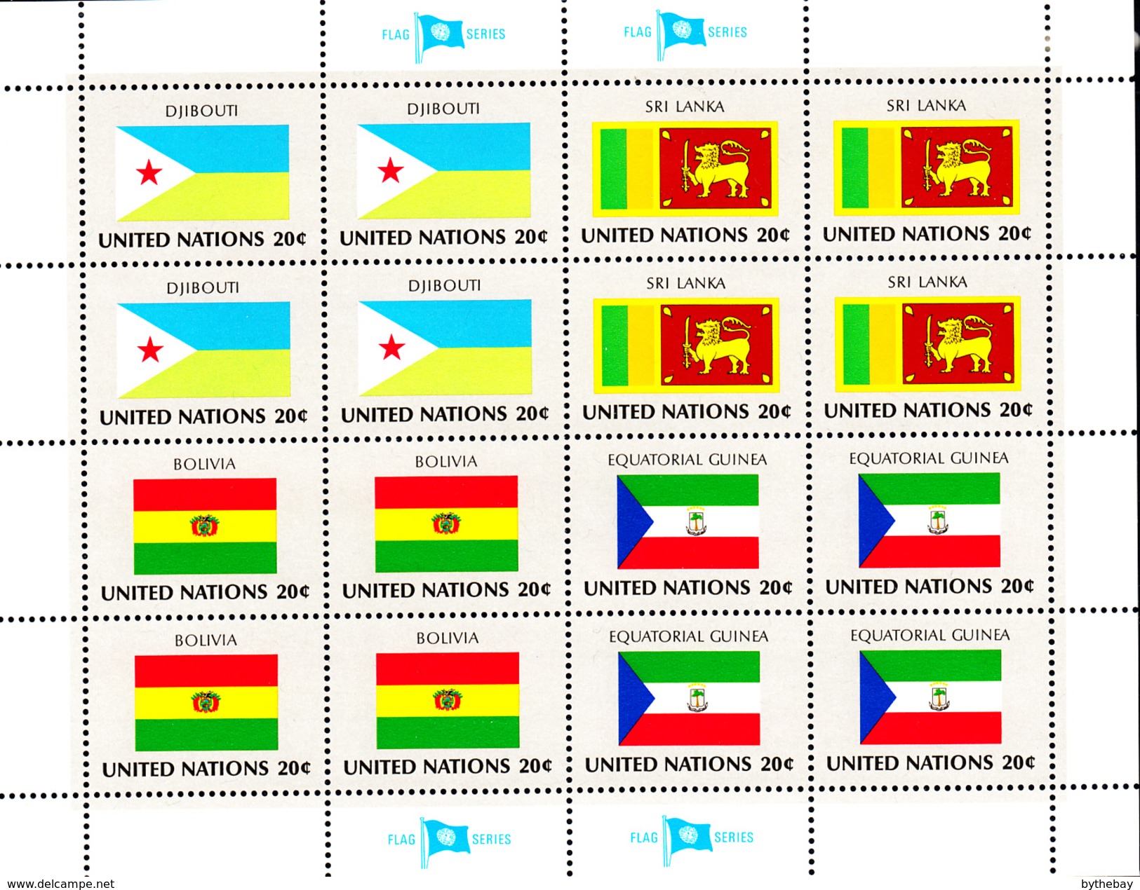 United Nations NY MNH 1981 Scott #350-#353 Flags: Djibouti, Sri Lanka, Bolivia, Equatorial Guinea - Neufs