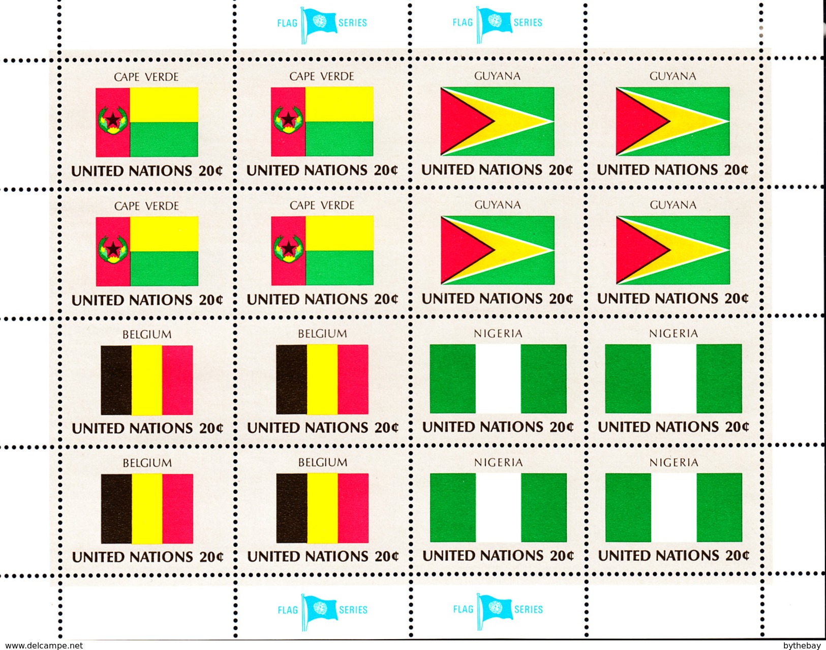 United Nations NY MNH 1982 Scott #386-#389 Flags: Cape Verde, Guyana, Belgium, Nigeria - Ungebraucht