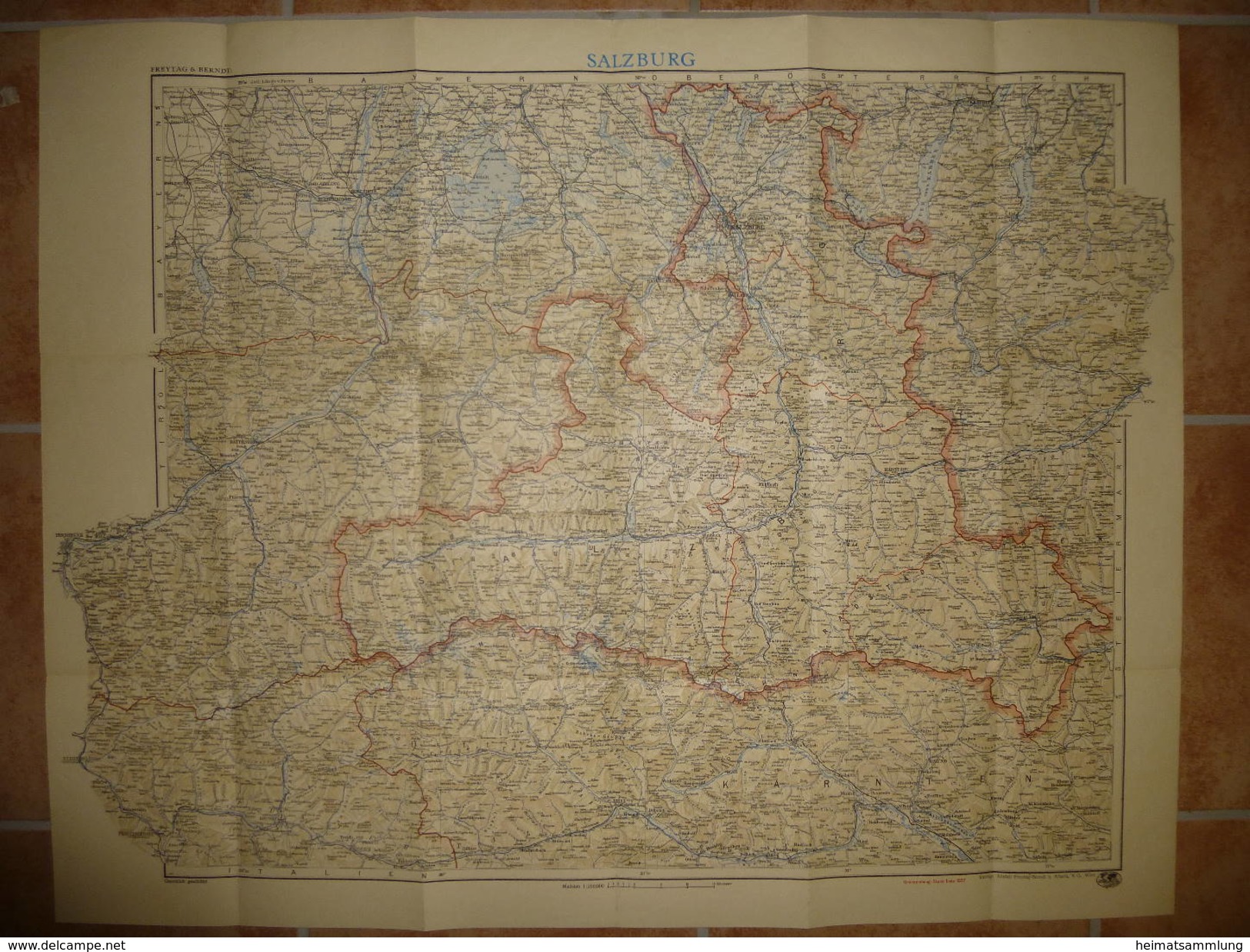 Salzburg - Allgemeine Ausgabe 1937 - Freytag & Berndt Handkarten - Maßstab 1:250'000 - 68cm X 85cm - Landkarten