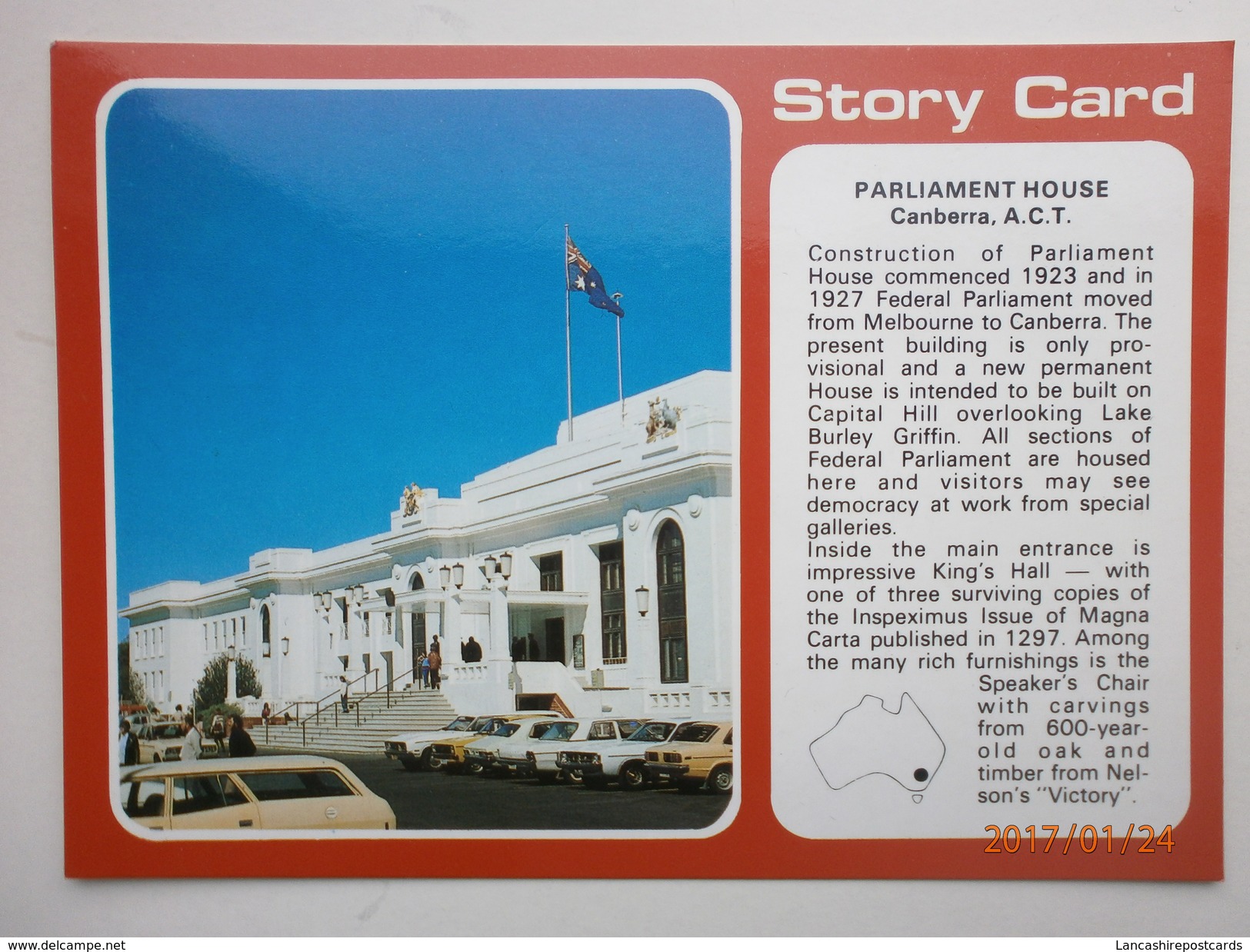 Postcard Story Card Parliament House Canberra My Ref B216 - Canberra (ACT)