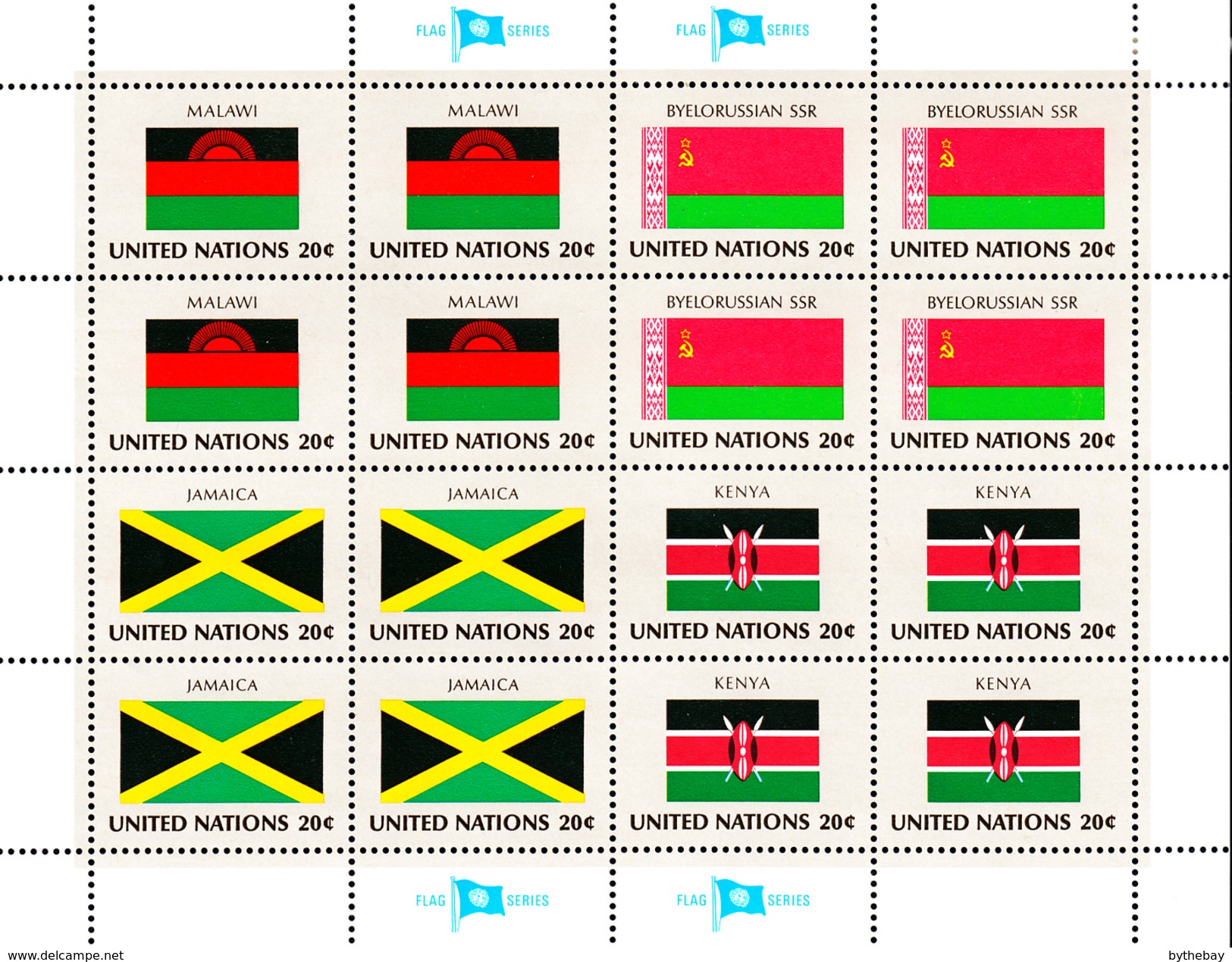 United Nations NY MNH 1983 Scott #403-#406 Flags: Malawi, Byelorussian SSR, Jamaica, Kenya - Unused Stamps