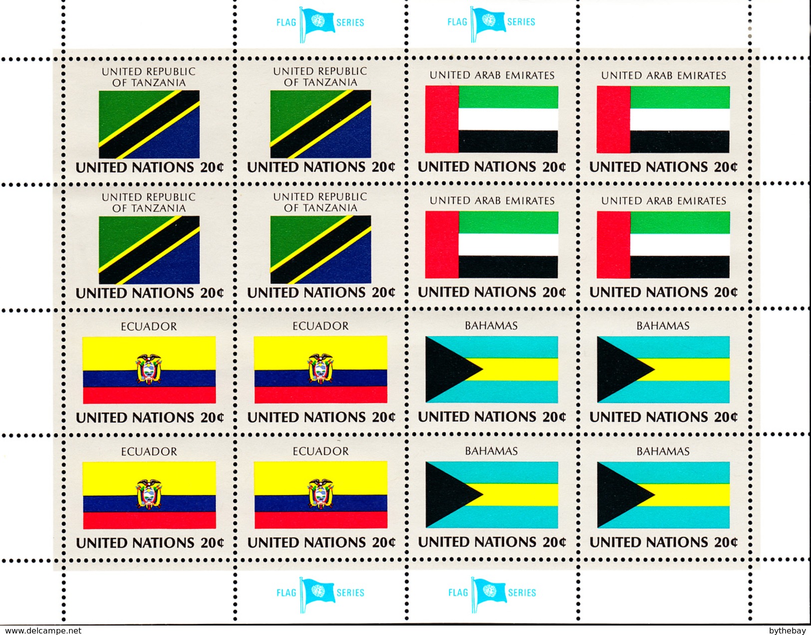 United Nations NY MNH 1984 Scott #429-#432 Flags: Tanzania, United Arab Emirates, Ecuador, Bahamas - Neufs