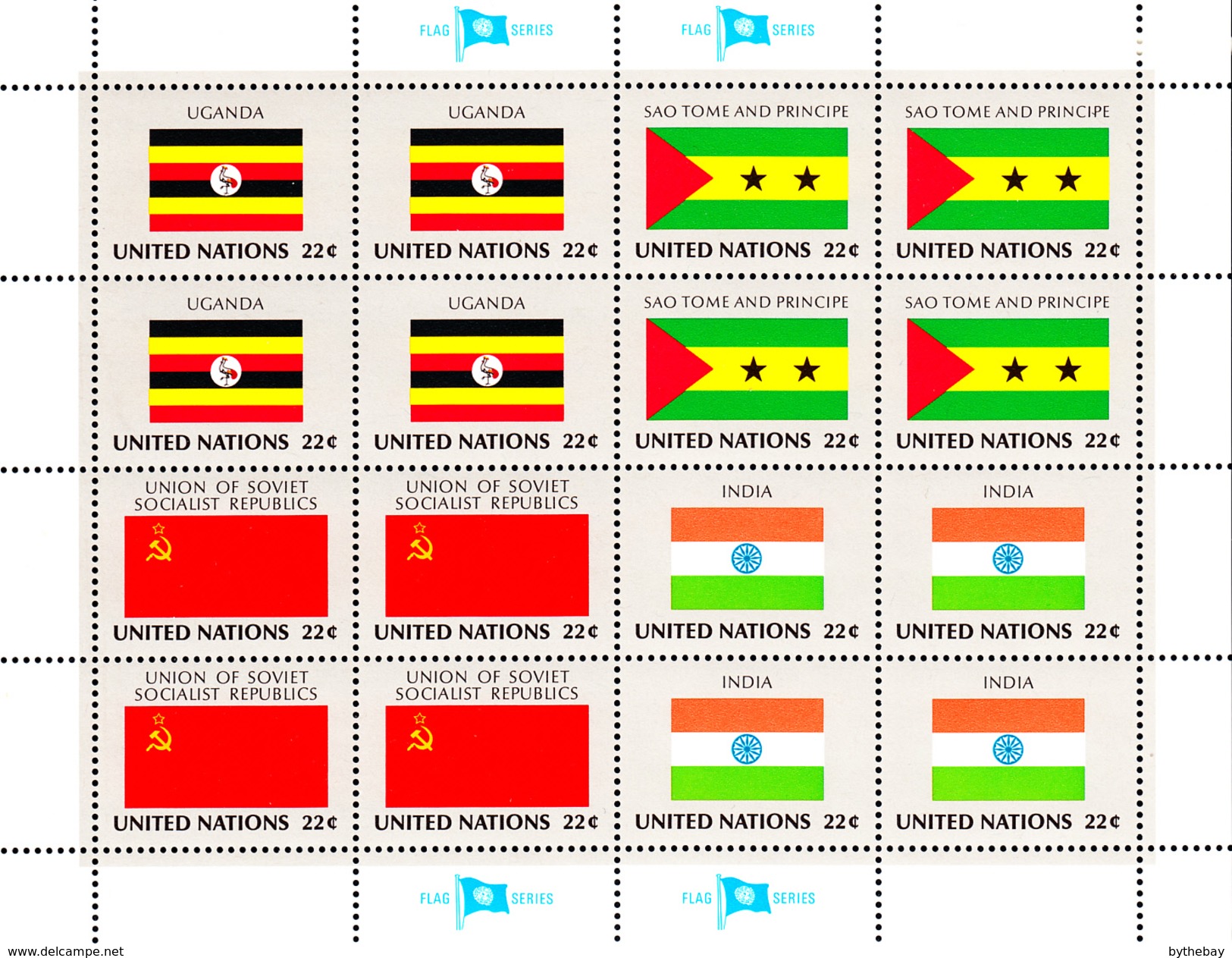 United Nations NY MNH 1985 Scott #454-#457 Flags: Uganda, Sao Tome And Principe, USSR, India - Neufs