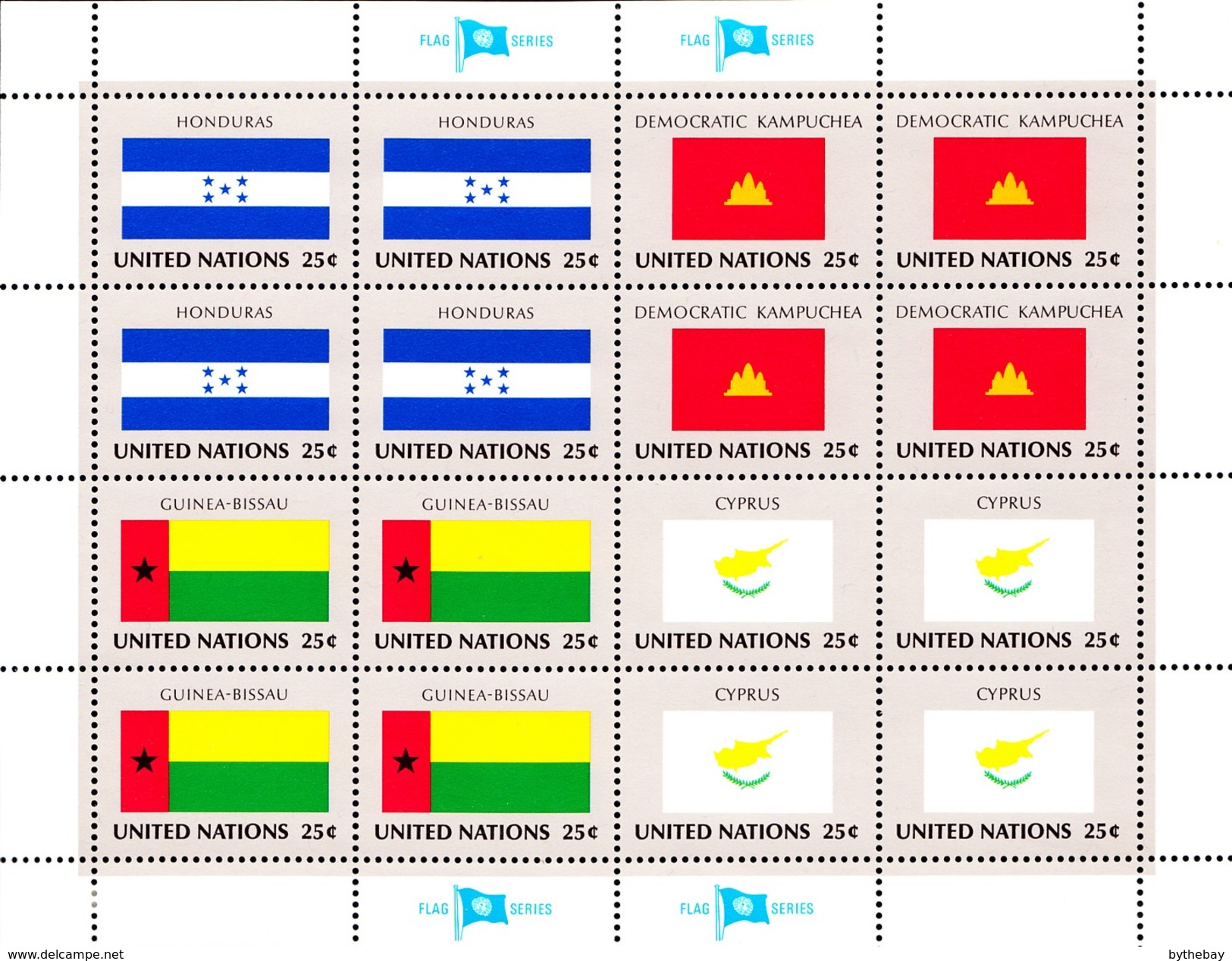United Nations NY MNH 1989 Scott #562-#565 Flags: Honduras, Cambodia, Guinea-Bissau, Cyprus - Neufs