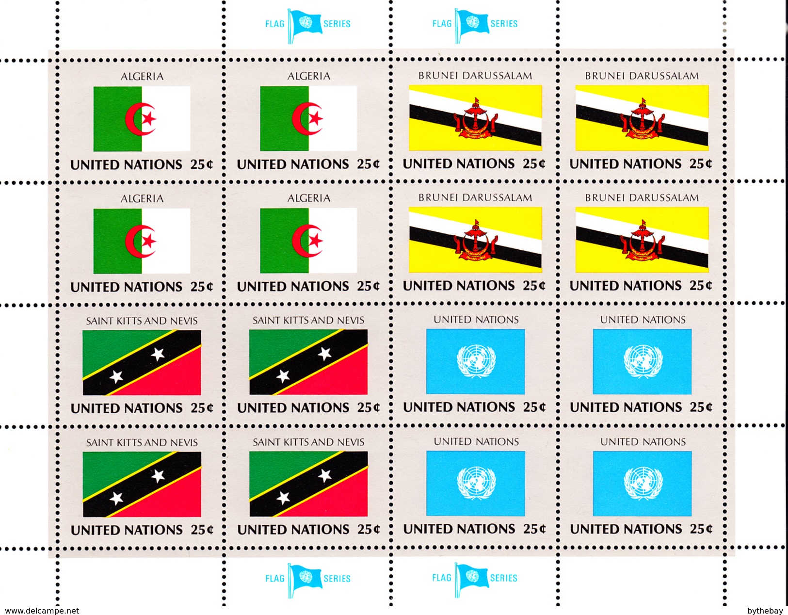 United Nations NY MNH 1989 Scott #566-#569 Flags: Algeria, Brunei, Saint Kitts And Nevis, United Nations - Neufs