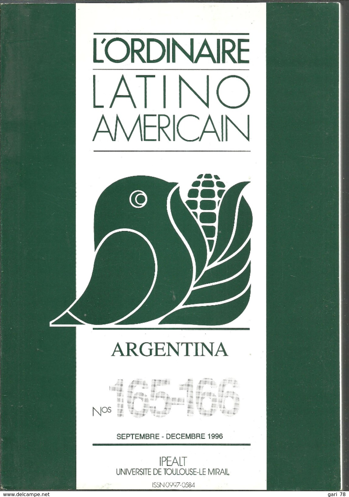 L'ORDINAIRE LATINO AMERICAIN -ARGENTINA Nos 165-166 IPEALT Université Mirail - Über 18