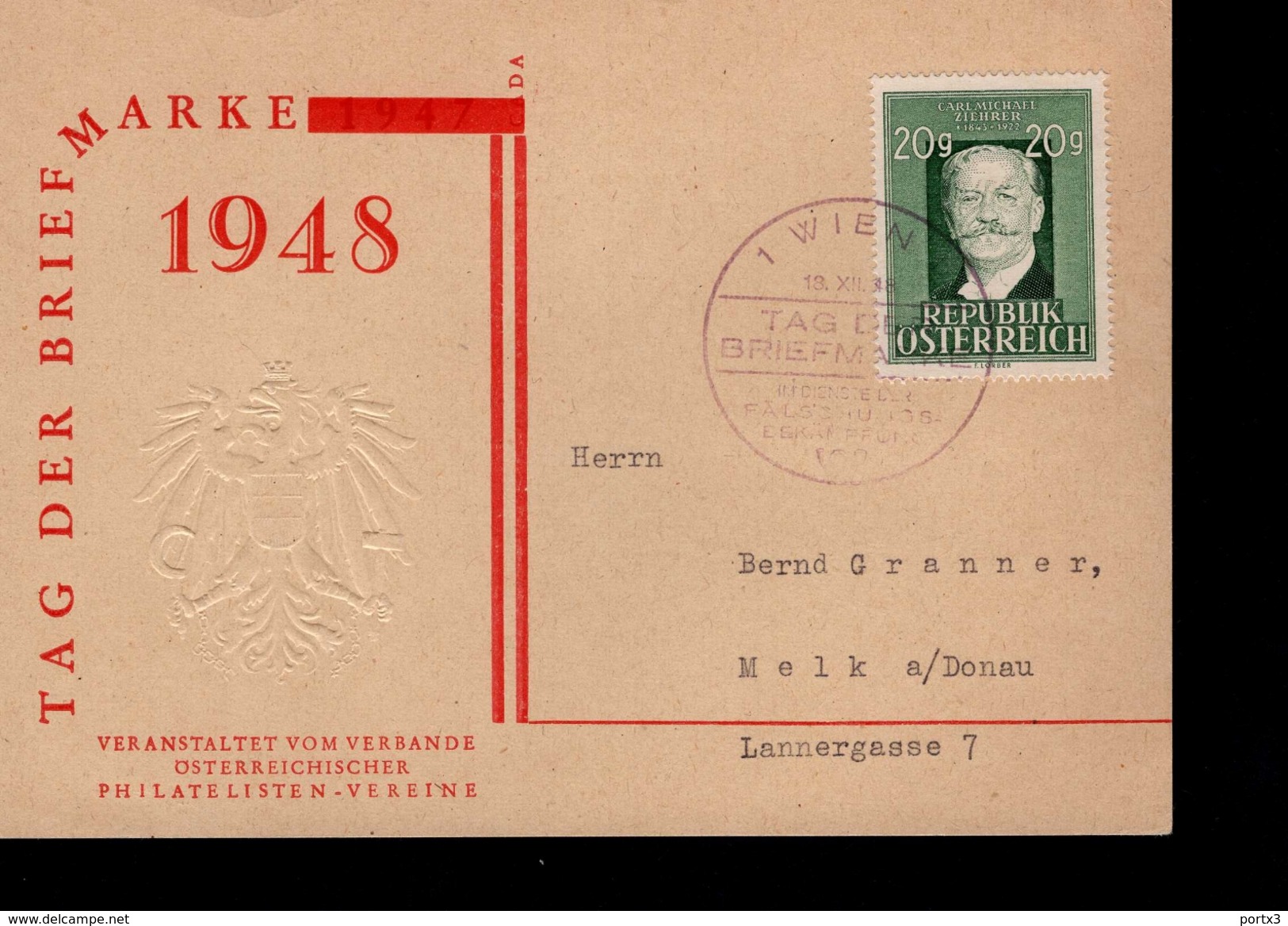 Österreich 855 Ziehrer Auf Sonderkarte Tag Der Briefmarke Used Gestempelt - Gebraucht