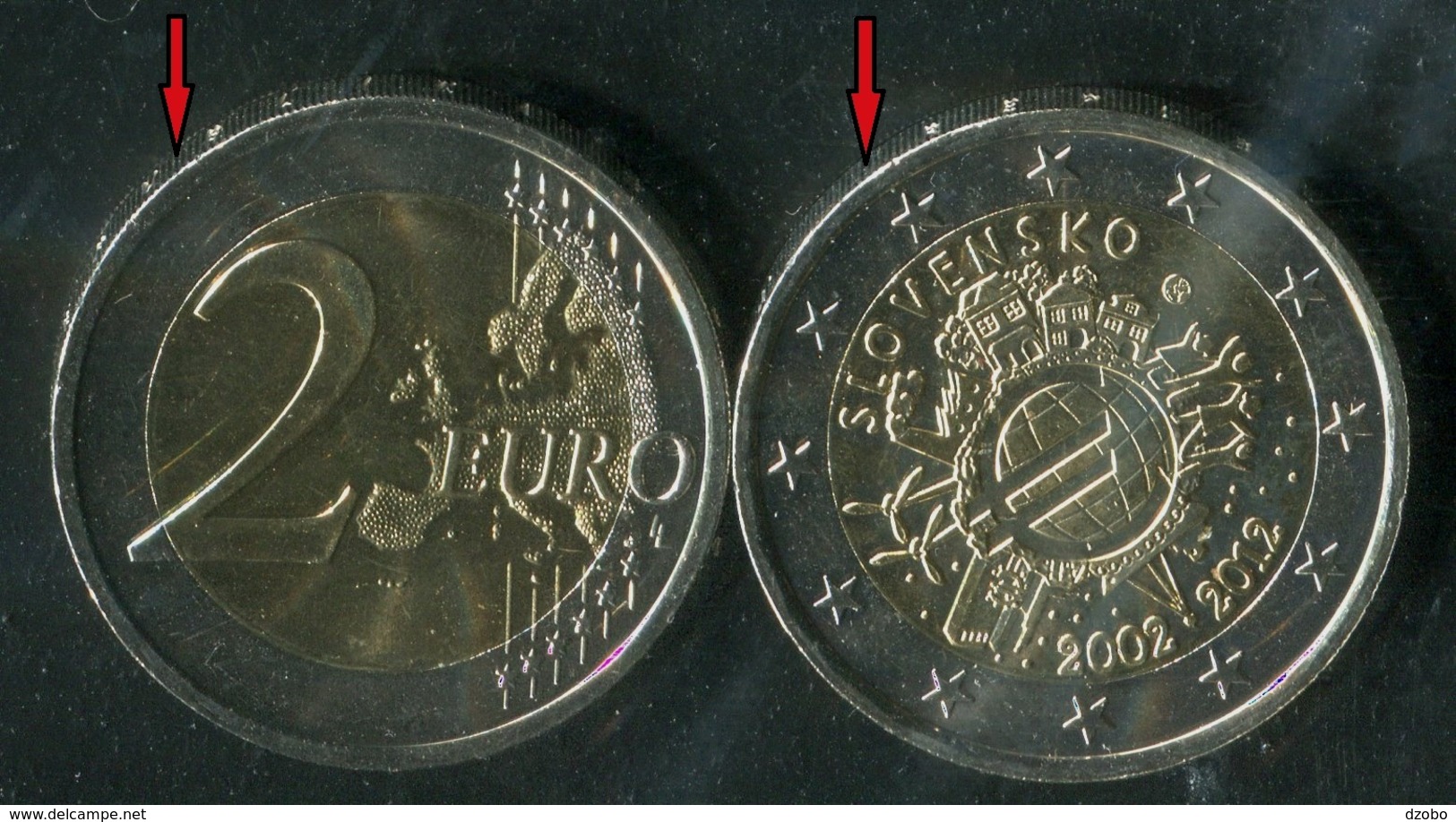 004 SLOVAKIA-Slowakei 2x2 Pcs Euro Commemorative Coins-Euro Cash - The 10th Anniversary 2 Version A+B UNC 2012 - Slowakei