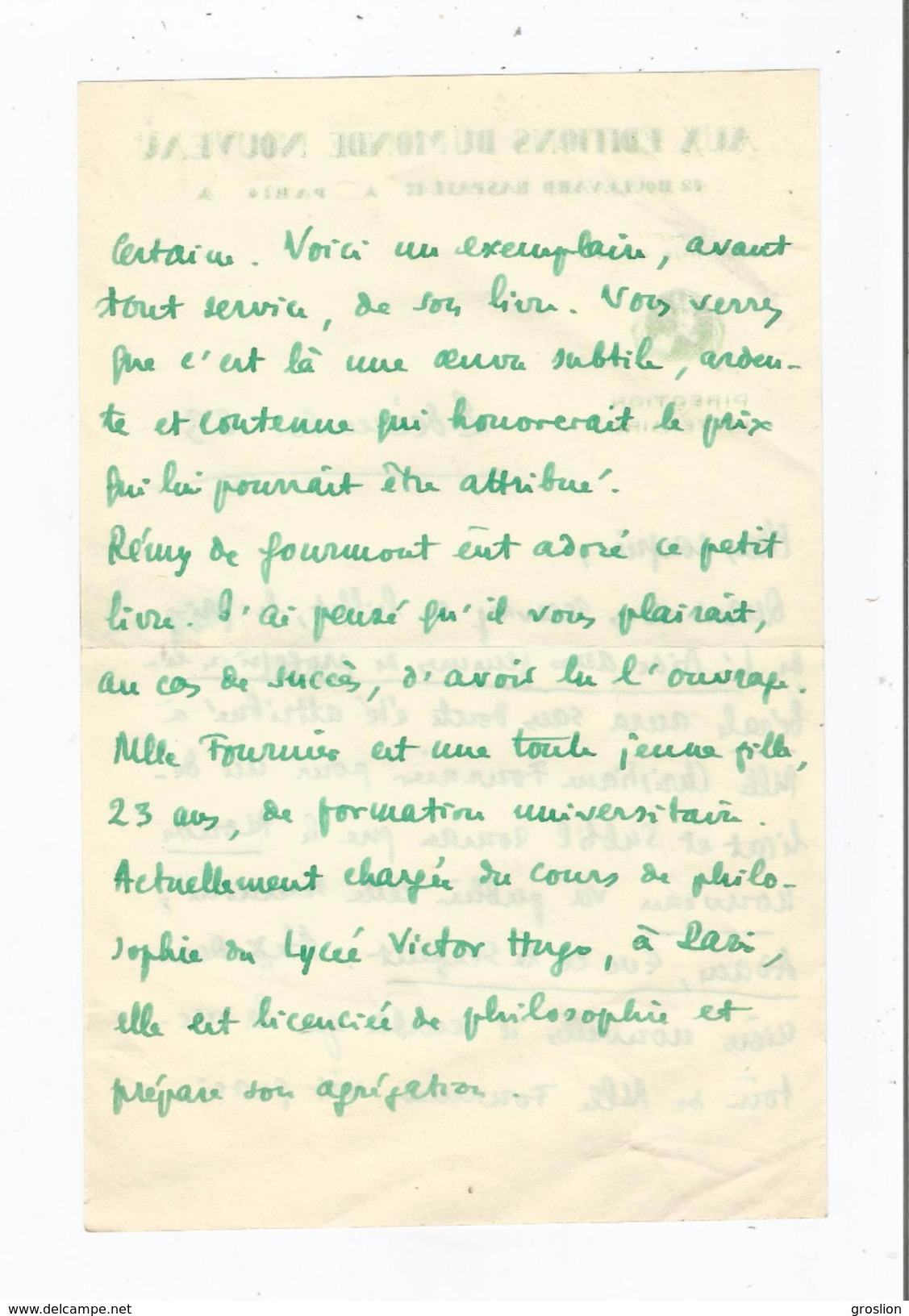 GUSTAVE LOUIS TAUTAIN (1891 194.) ESSAYISTE DIRECTEUR DE REVUE CRITIQUE POETE RESISTANT LETTRE A SIGNATURE 1923 - Autres & Non Classés