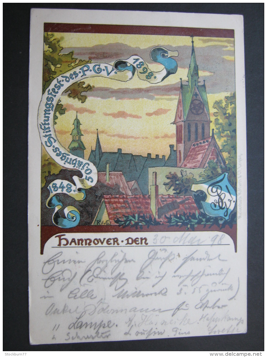 HANNOVER , Studentika ,  Schöne Karte  Um 1898   Mit Marke + Stempel - Hannover