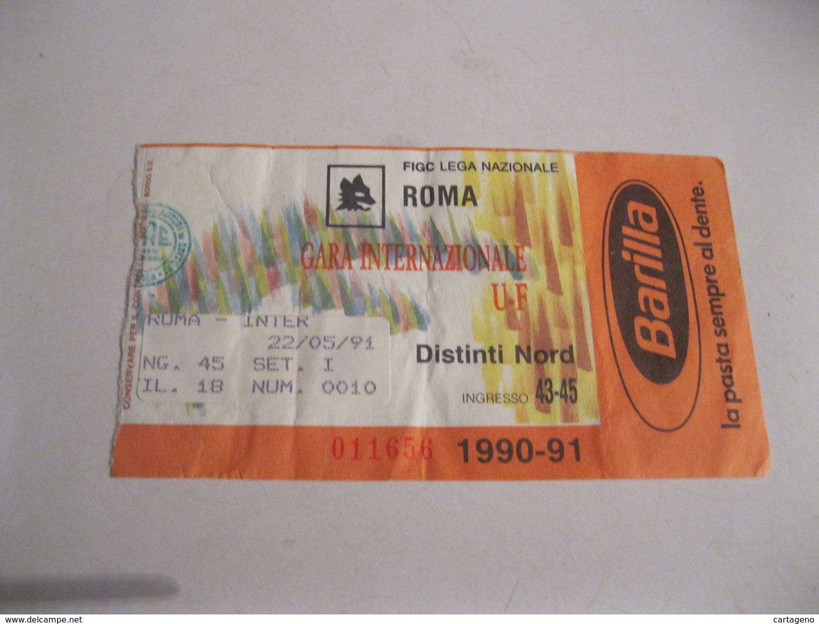 ROMA-INTER Gara Internazionale Di Calcio   Biglietto Del 22/5/1991 - Biglietti D'ingresso